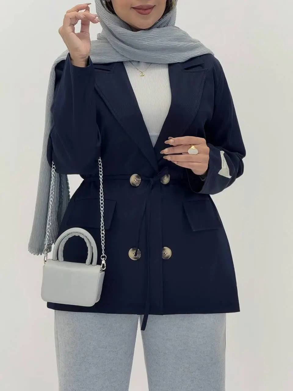 3582-مانتو کت کتان مارک